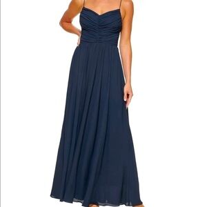 DKNY Formal long Gown Dress 2 Navy Lined Spaghetti Strap V Neck party wedding